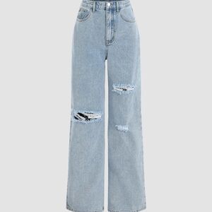 *NWT* Cider Petite Denim Classic Ripped Straight Leg Jeans